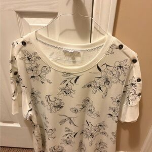 Jane and Delancey Floral Print Short Sleeve Top - Cream